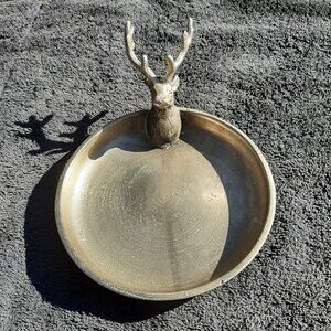 Global Market India Deer Stag Cheese Dish Candy Dish Pewter 5.5" D